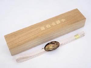 本鼈甲　金蒔絵波車楕円帯留　□z